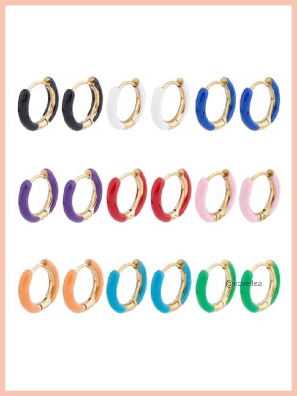 18K Gold Plated Huggie Hoop Earrings Set of 9 Stainless Steel